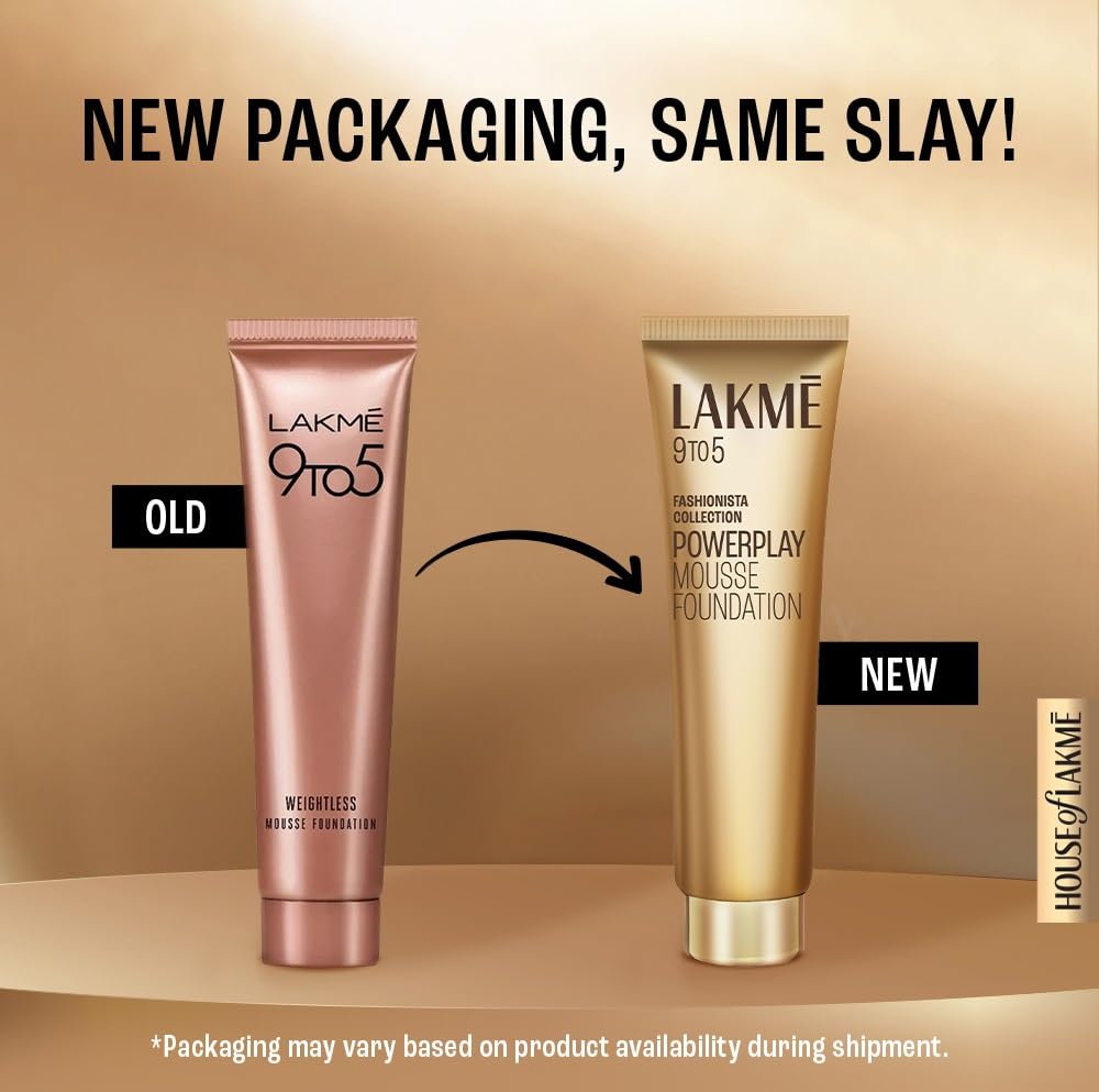Lakmé 9To5 Powerplay Mousse Matte Liquid Light Coverage Foundation For All Skin Mini,01 Rose Ivory,6g , 1 Count