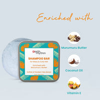 Earth Rhythm Murumuru Butter Shampoo Bar for Dry, Frizzy and Curly Hair, with Vitamin E | Deep Conditions, Softens & Maintains Growth | Sulphate & Paraben Free | Men & Women - 80g (Tin)
