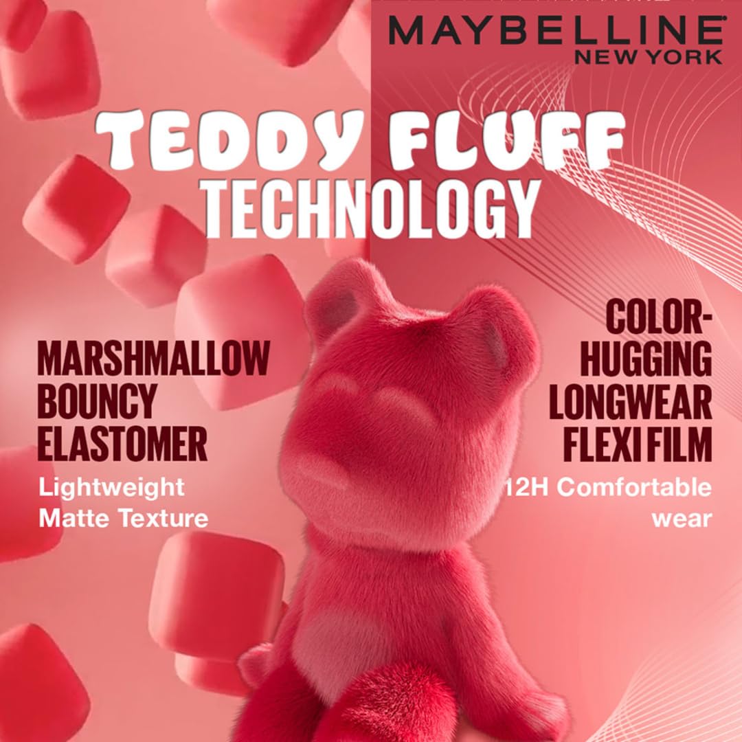 Maybelline New York Super Stay Teddy Tint - Lip and Cheek Color, Baby Tee, 5ml | Teddy Soft Matte up to 12Hr | Multi Use | Comfortable Long wear formula | Buildable | Natural flushed look in one swipe
