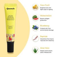 QUENCH BOTANICS Vitamin C Revitalizing Under Eye Gel with Yuzu Lemon Extracts | Instantly Brightens Under Eye | Reduces Dark Circles, Puffiness & Fine Lines | Made in Korea (15ml)