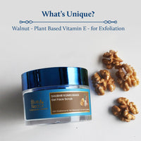 Blue Nectar Gel Face Scrub With Plant Based Vitamin E | Walnut Scrub for Face for Gentle Exfoliation & Skin Brightening | Detan Scrub for Tan Removal | Exfoliating Scrub for Women & Men (10 Herbs, 50g)