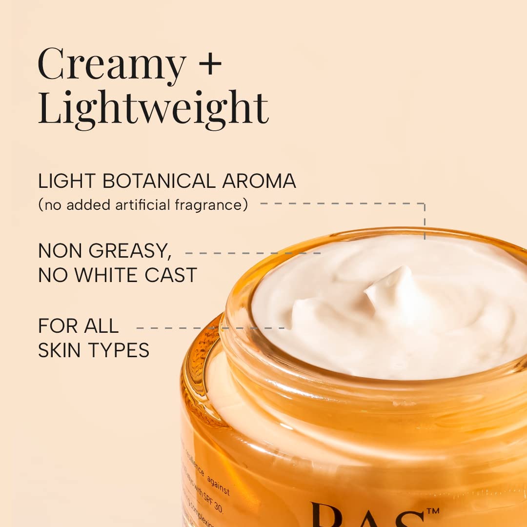 Ras Luxury Oils Super Charge Day Cream with SPF 30 PA++++ Goji Berry & Ceramides | Moisturizer for Glowing Skin with 72HR Hydration | For Skin Brightening | Normal, Oily, Dry & Combination Skin |50gm