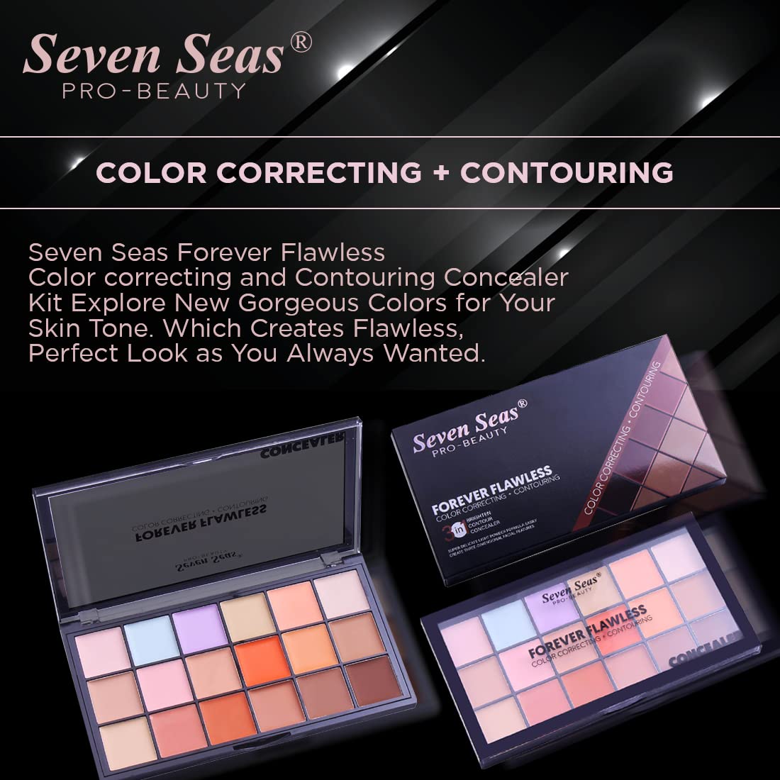 Seven Seas Light weight, Makeup Fixer, | Contour Concealer Palette with | Full Coverage | face makeup (Combo set) (Nude)