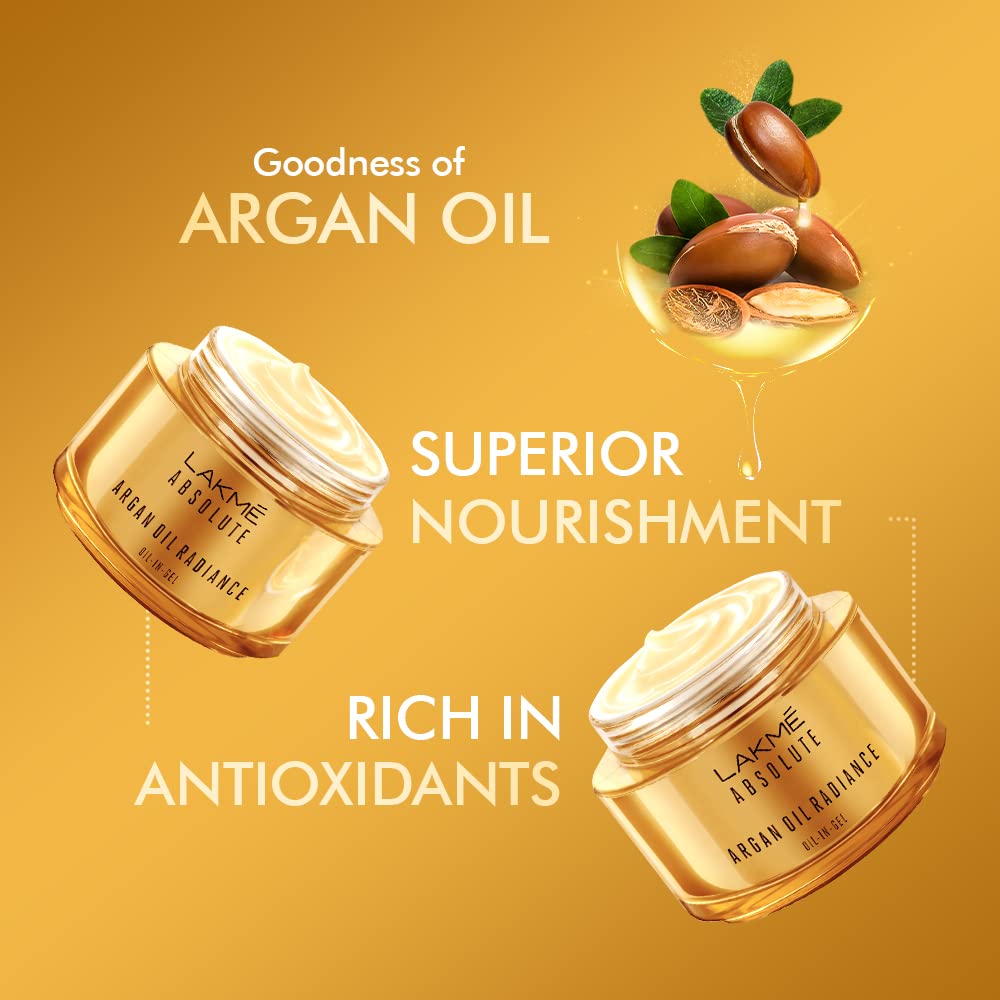 Lakmé Argan Oil Radiance Oil-in-Gel | Moisturizer For Dry Skin | Face Serum | 50 g