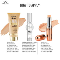 Seven Seas Face Makeup Set For Dark Skin Tone Daily Use Makeup Pack OF 3 (Nude)