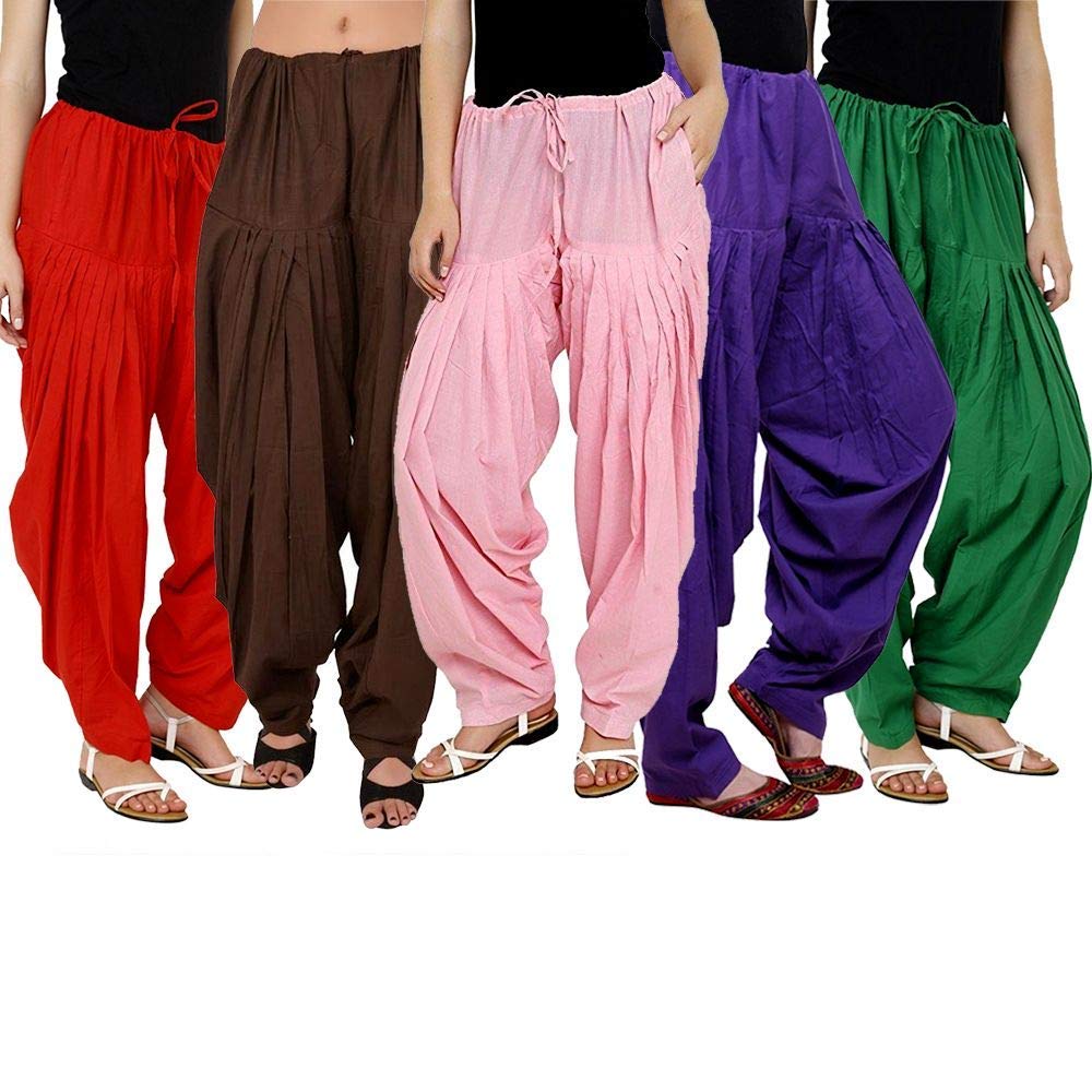 Pistaa's  Women's  Regular Fit Patiala Bottom (Multicolor, Free Size, Pack of 5)