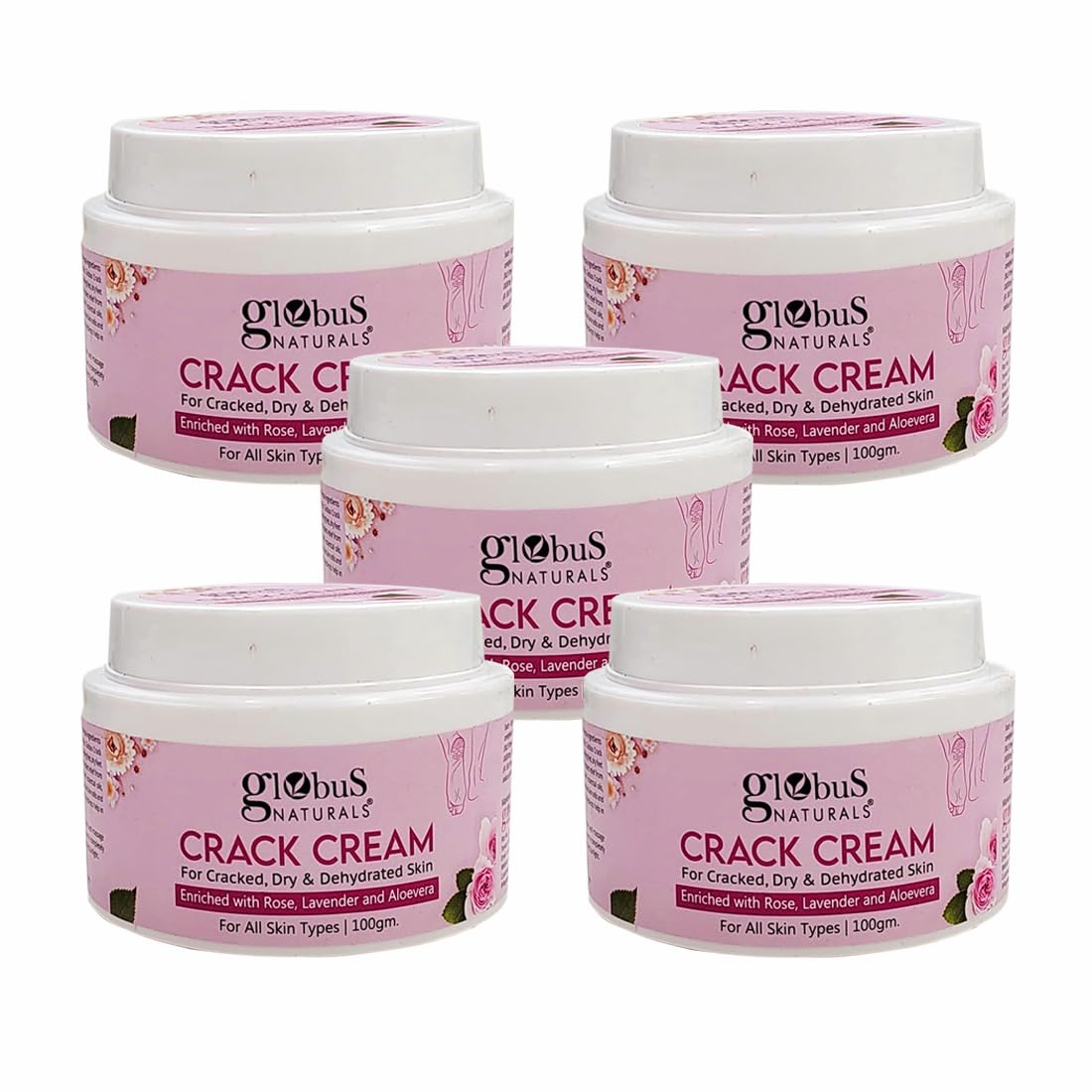 Globus Naturals Crack Cream Rose 100gm (Pack of 5)