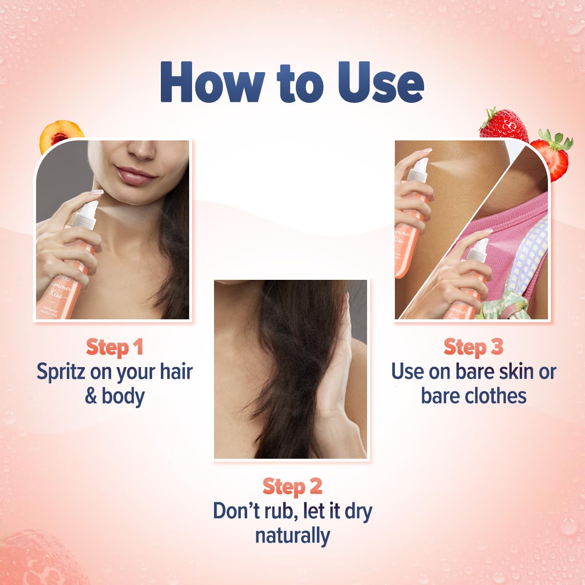 Aqualogica Refresh+ Sweet Summer Kiss Perfume Body Mist With Zemea & Hyaluronic Acid | Long-Lasting Fragrance | Sweet Strawberry Fragrance | Double Duty Mist For Hair & Body | Gives Intense Hydration | 150 ml