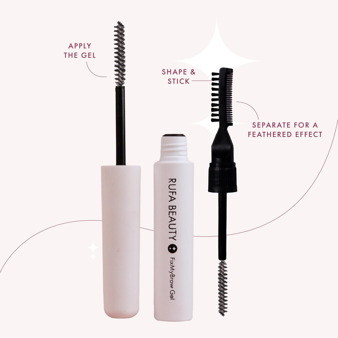 Rufa Beauty FixMyBrow + Hair Gel Clear Strong-Hold Gel for Brows & Flyaway Control | non sticky & non greasy | perfect for everyday use | for sleek bun and lifted eyebrows | eyebrow gel | hair finishing stick | anti frizz baby hair fixer | feathered eyebr
