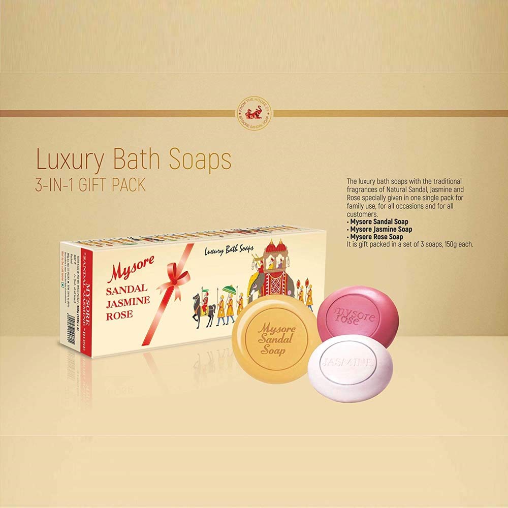 Mysore Sandal, Jasmine And Rose Soap, 450g (Pack Of 3)