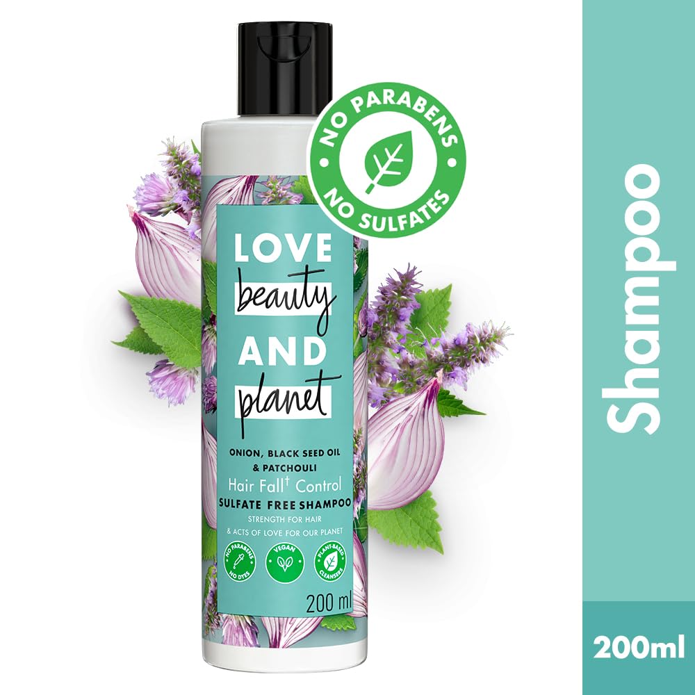 Love Beauty & Planet Onion Blackseed & Patchouli Hair Fall Control Combo with Sulfate Free Shampoo & Conditioner
