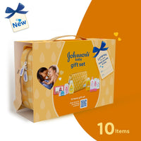 Johnson's Baby Gift Pack with Travel Kit | Newborn Essentials Kit for Baby Girl/Boy | 10 Baby Products Including Orange Hanging Bag & Comb