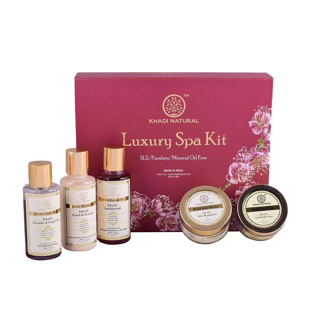 Khadi Natural Luxury Spa Kit|Spa-like experience at home|Cleansing and Nourishing Products| Improve skin texture|Suitable for All Skin Types