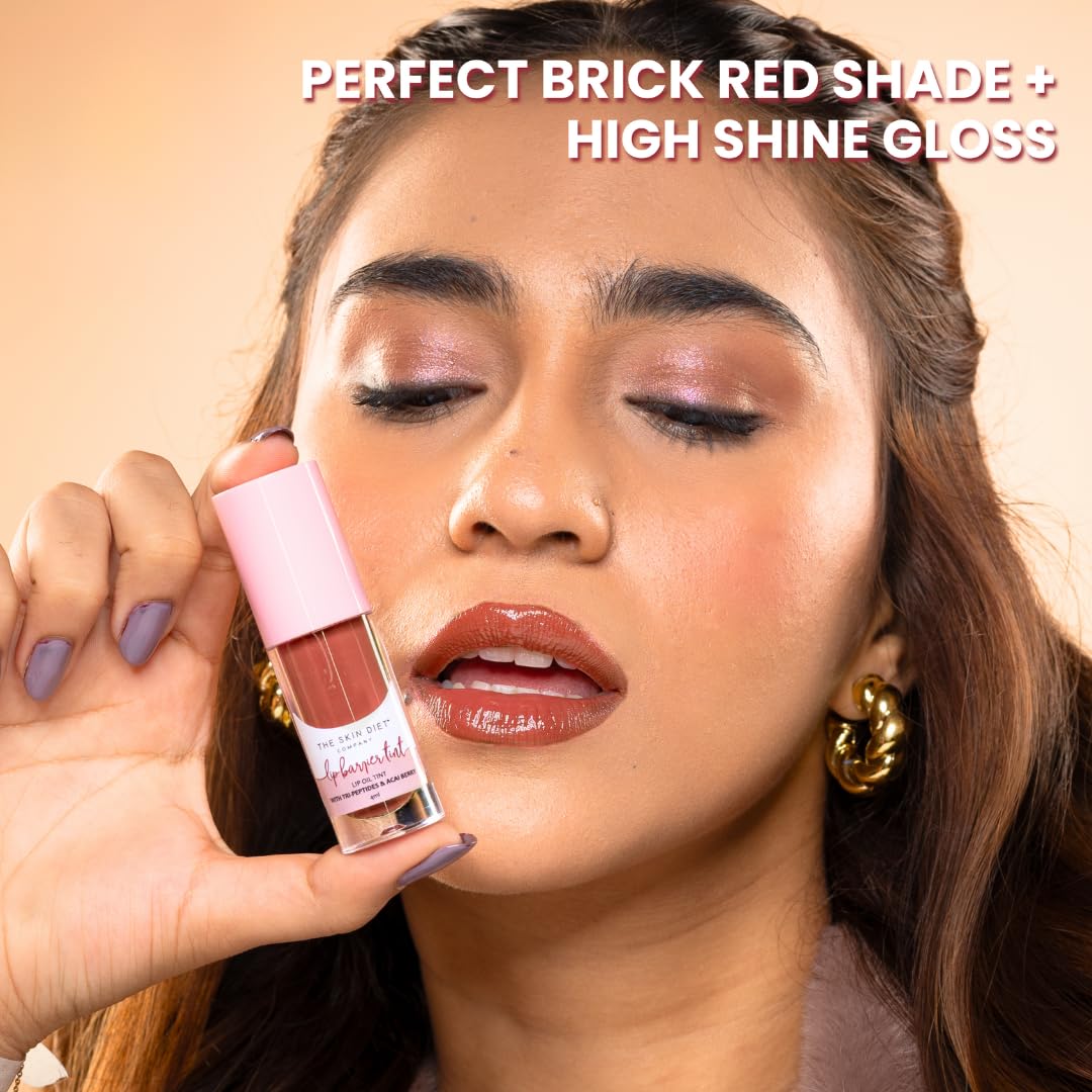 THE SKIN DIET COMPANY Lip Tint - Brick Red | Hydrating Liquid Lipstick for Women | Lip treatment for Dry & Pigmented Lips (4ml)