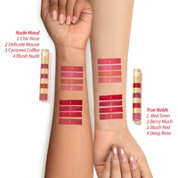 MyGlamm Super 4 Liquid Lipstick Stack - True Bolds (Red + Plum + Vermillion + Pink) | Lipstick Combo Of 4 | Non Transfer, Smudge Proof 4 in 1 Velvet Matte Lipstick (4.8ml)