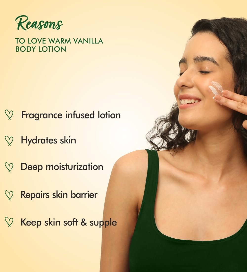 THE LOVE CO. Warm Vanilla Body Lotion - Nourishing Moisturizer Cream for Dry Skin - Suitable for Men and Women with Jojoba Oil, Shea Butter & Vitamin E - 250ml