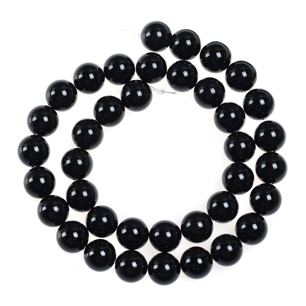 Natural Stone Beads 10mm Black Onyx Agate Gemstone Round Loose Beads Crystal Energy Stone Healing Power for Jewelry Making DIY,1 Strand 15"