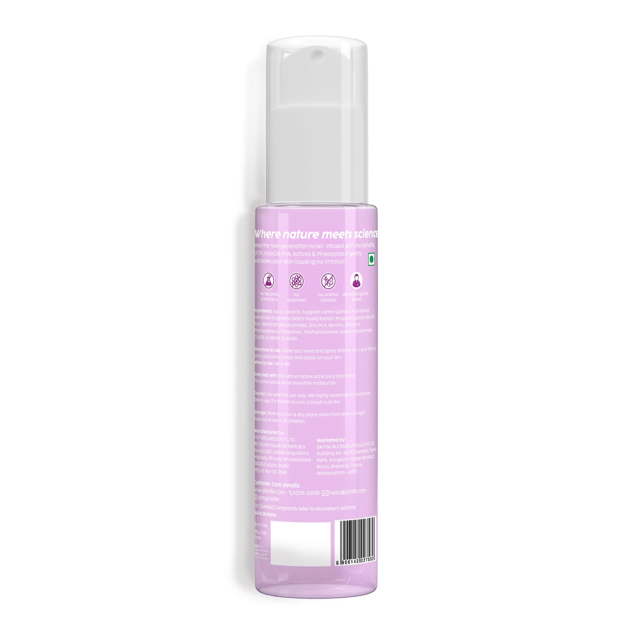PLIX - THE PLANT FIX Jamun Clarifying Fruity Toner (150 Ml)|With Niacinamide & Jamun Extract|Targets Clogged Pores & Smoothens Skin|For Oily & Acne Prone Skin|Alcohol Free, For Women & Men