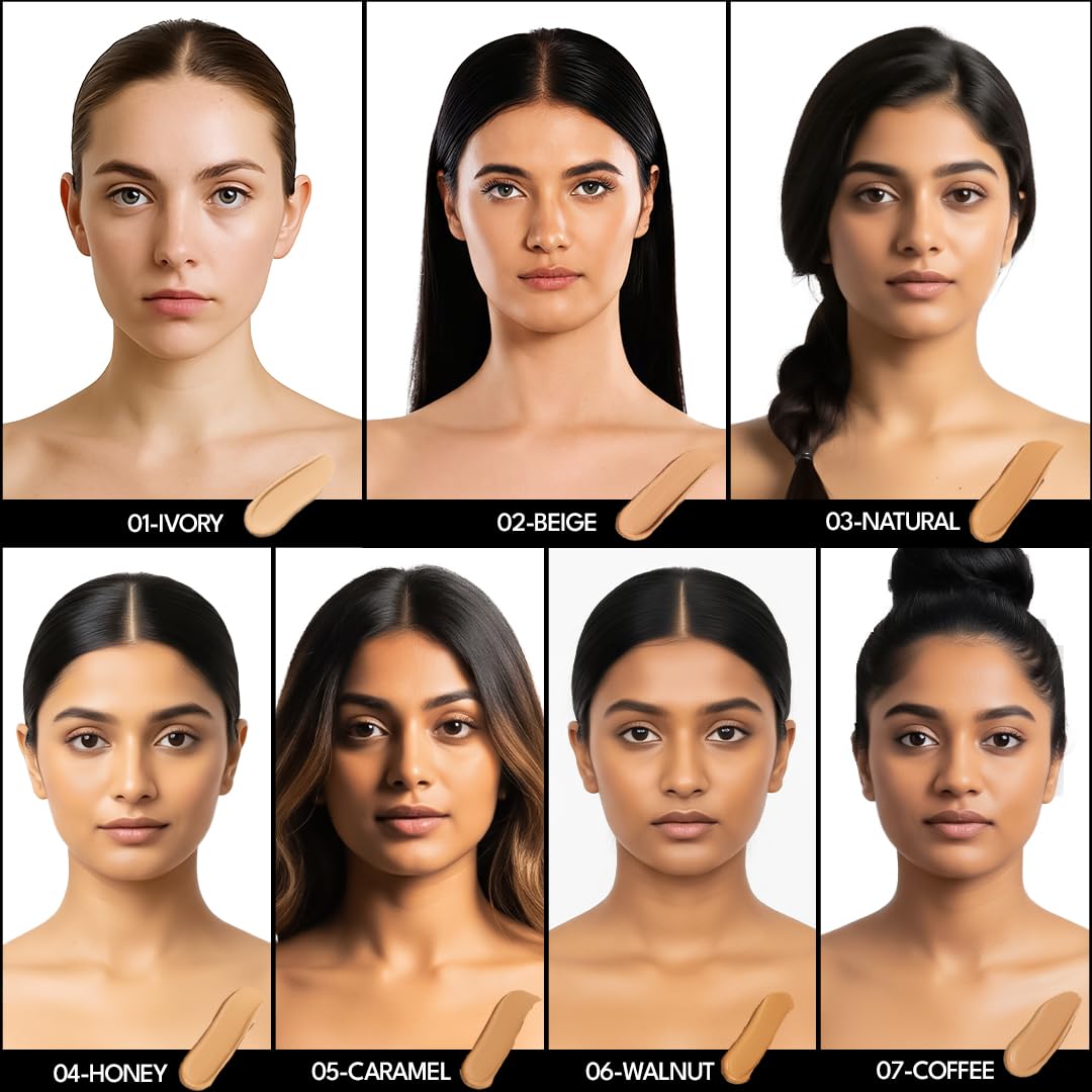 FLiCKA Blend and Shine Liquid Foundation for Face Makeup 30ml | Medium to High Coverage | Vitamin E, Avocado Oil & SPF | Moisturizing, Lightweight, Waterproof | All Skin Types | 02 Beige