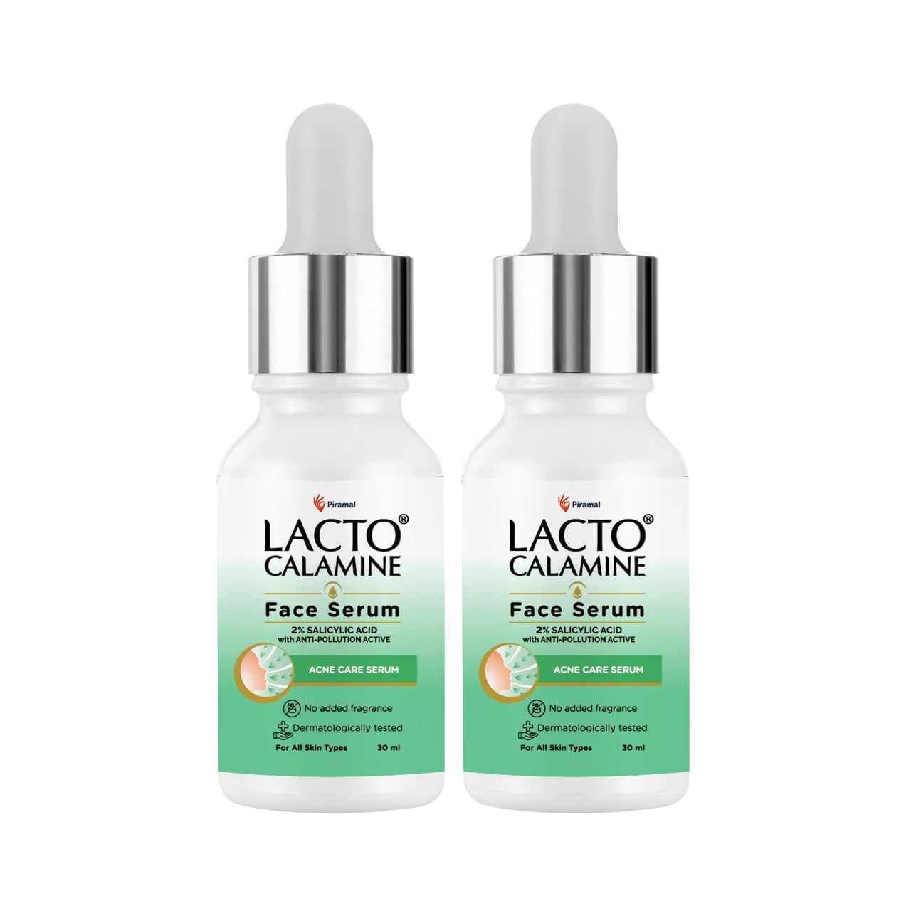 Lacto Calamine 2% Salicylic Acid Serum |30ml x 2 |Face Serum For Acne, Blackheads,Oil control & Open Pores | Serum For Clear Skin | Face Serum for Women & Men |Dermatologically Tested & Fragrance Free