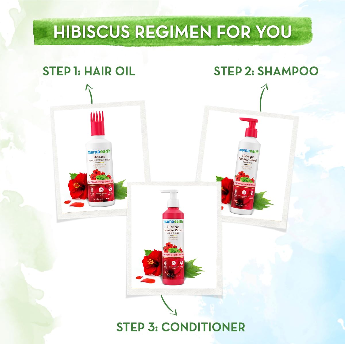 Mamaearth Hibiscus Damage Repair Conditioner With Hibiscus & Curry Leaves For Strong & Nourished Hair- 250 Millilitre | For Dry & Frizzy Hair | To Smoothen, Suitable For All Hair Types