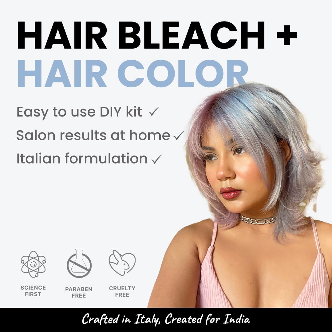2.Oh! Italian- Cerulean Blue Hair Color DIY Kit | Semi Permanent Hair Color + Hair Bleach for Hair Color | Hair Highlights for Women & Men | Hair Bleach with Plex & Argan oil| Lightening Kit