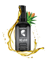 Mancode Ayurvedic Beard & Hair Growth Oil, 50ml | Natural hair oil for Thicker & Longer Beard | Beard Oil for uneven, patchy & Fast Beard Growth | 100% Natural