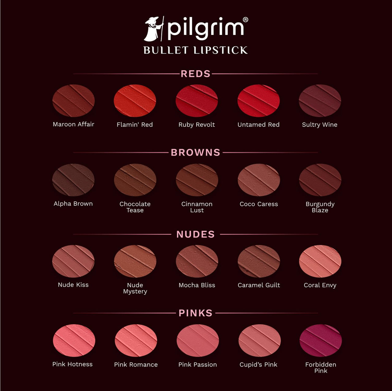 Pilgrim Matte Bullet Lipstick Intense Colour Transferproof & Smudgeproof Pink Passion -11