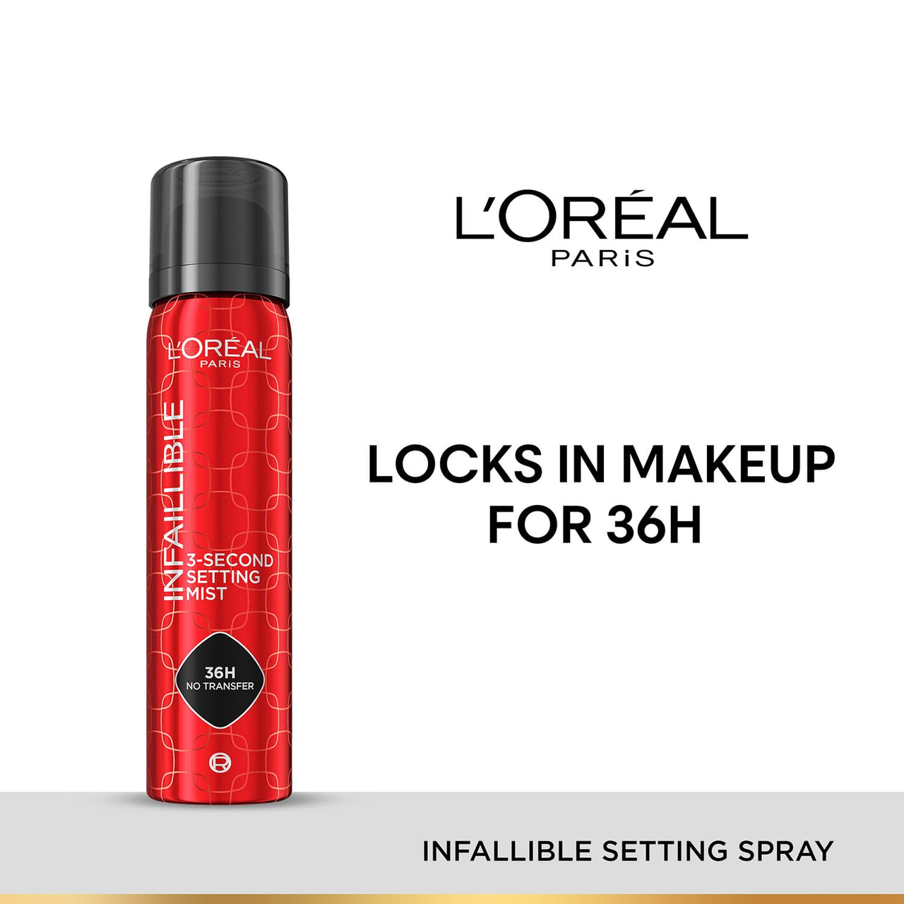 L'Oreal Paris Infaillible 3-Second Setting Mist, Transfer-proof & Waterproof Setting Spray, Quick drying, 75ml