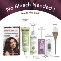 Paradyes No Bleach Berry Plum Glossy Hair Tint - Ammonia-Free for Natural Black Hair, Visible Results - Includes Anti-Fade Conditioner for Long-Lasting Shine, 1 Count