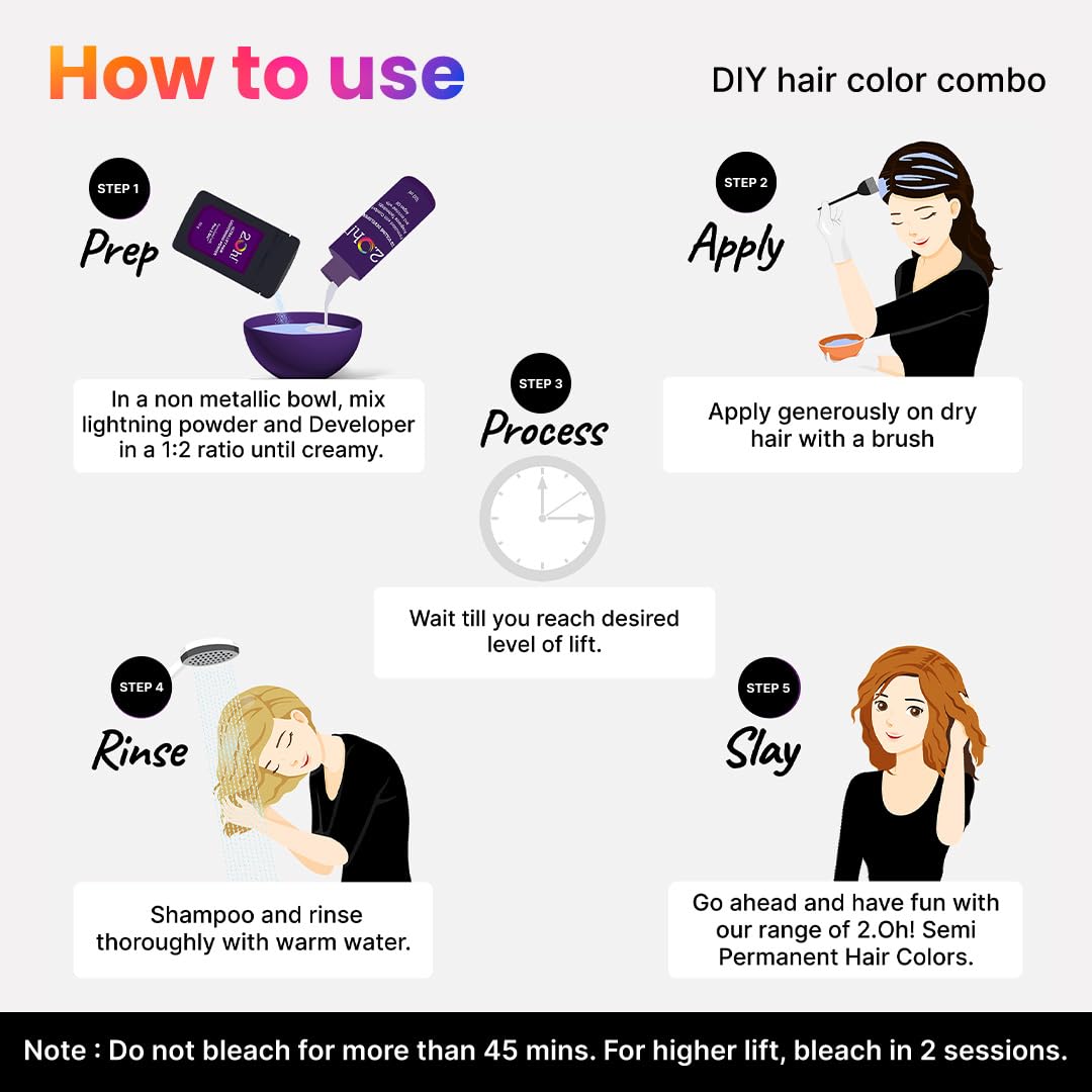 2.Oh! Italian Ginger Spice Hair Color DIY Kit | Semi-Permanent Color + Bleach for Highlights | With Plex & Argan Oil | Lightening Kit for Women & Men