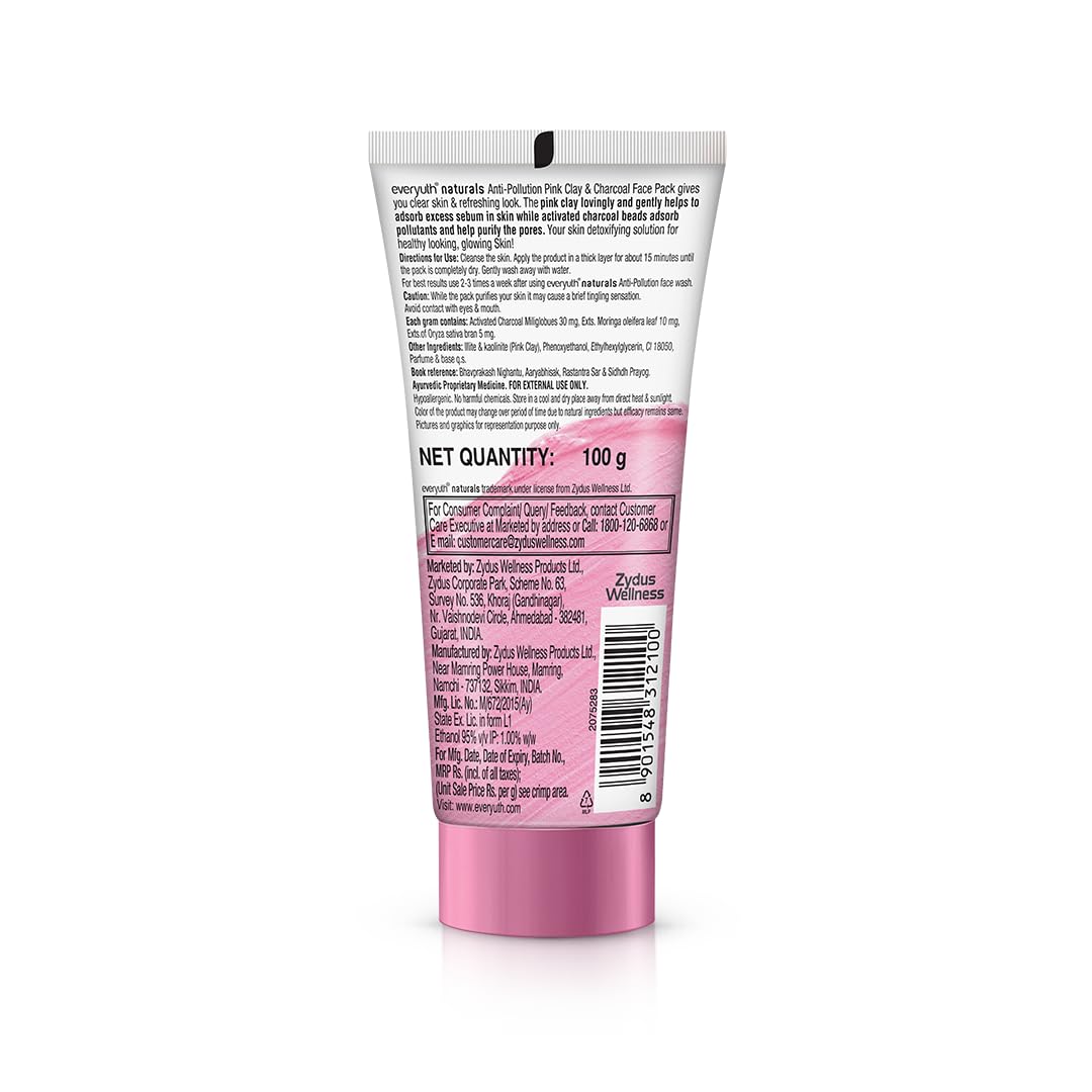Everyuth Naturals Anti Pollution Pink Clay & Charcoal Face Pack 100g