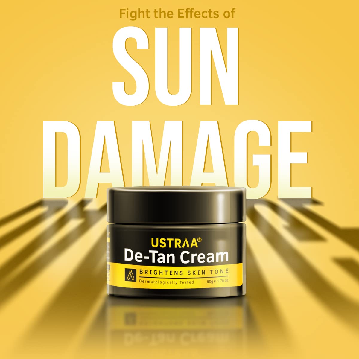 Ustraa De-Tan Cream 50g - Dermatologically Tested - For Effective Tan Removal & Even Skin tone, With Japanese Yuzu & Licorice, Prevents Dark Spots, Without Bleach, No Sulphates, No Parabens