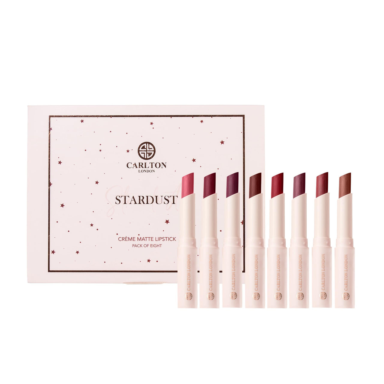 Carlton London Creamy Matte Stick Lipsticks Smudge-Proof Gift Set | Enriched with Vitamin E, Castor oil | Long Lasting | Highly Pigmented, Gifts for woman & girl | Upto 8Hrs - 8X1.7g