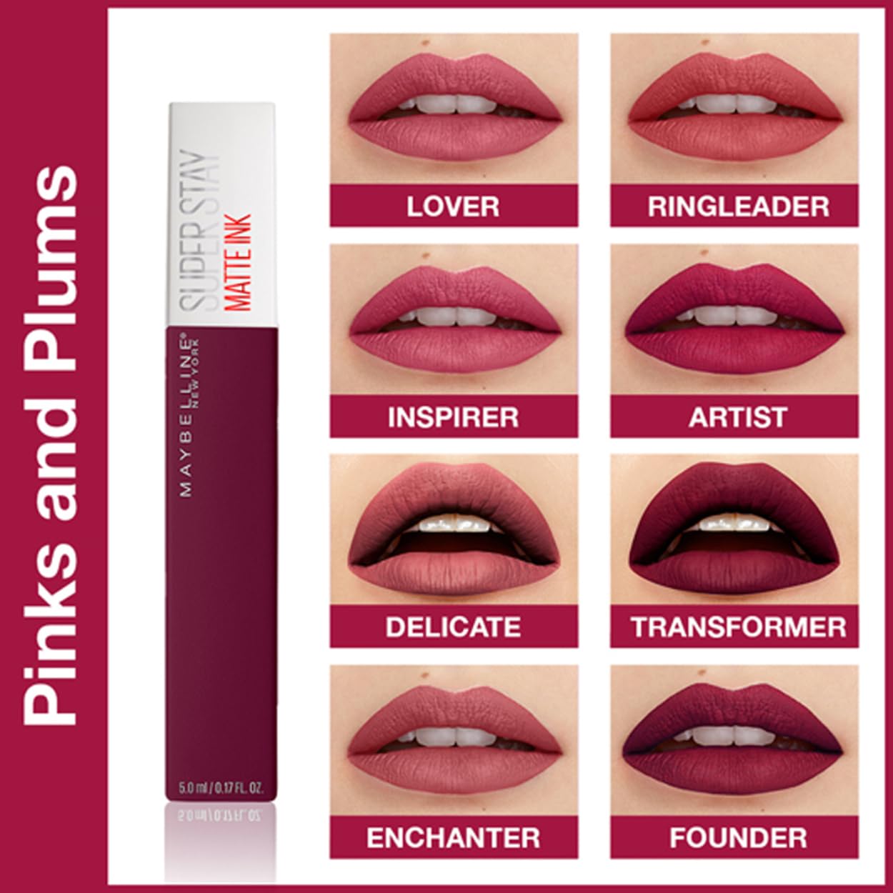 Maybelline New York Liquid Matte Lipstick, Long Lasting, 16hr Wear, Superstay Matte Ink, Founder, 5ml
