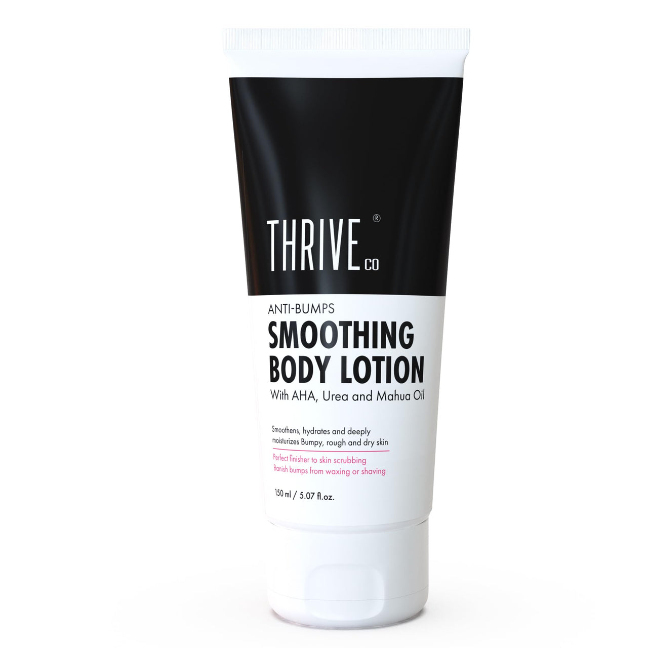 ThriveCo Smoothing Body Lotion for Dry, Rough & Bumpy skin | With AHA, Mahua Oil & Urea | Moisturizes, Hydrates & Treats Keratosis Pilaris,Strawberry Skin in Men & Women | 150 ml