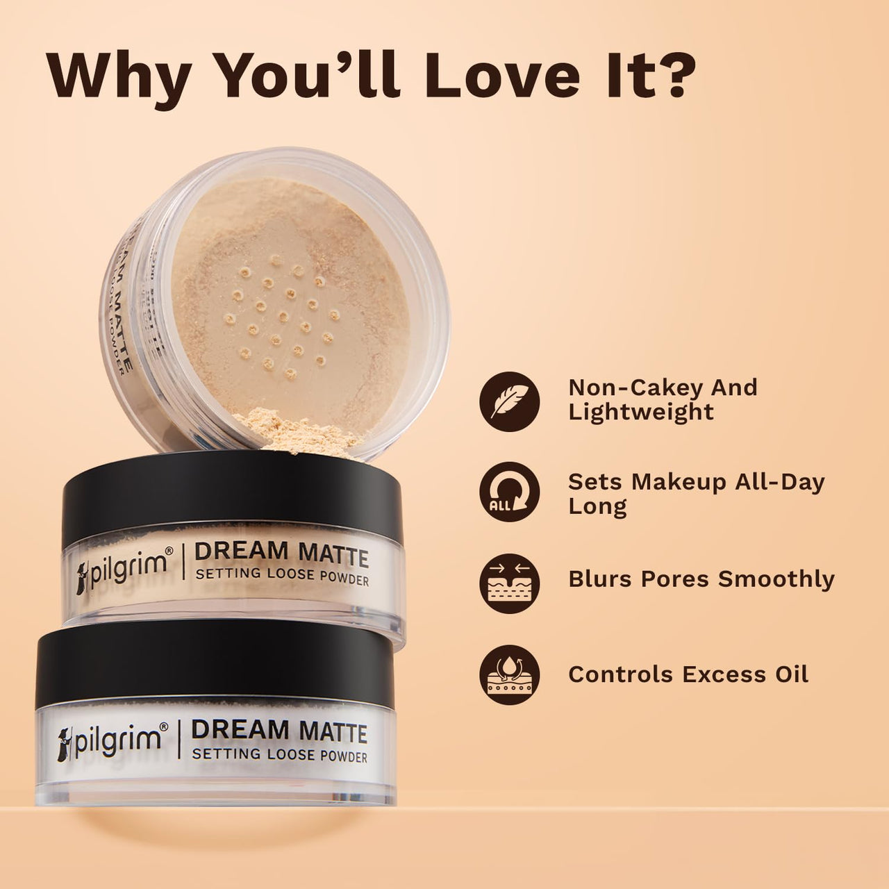 Pilgrim Translucent Setting Loose Powder Sets Makeup All Day Long Instant Oil Control Non-cakey & Flawless Finish 8g (Translucent, 8gm)