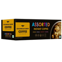 COLOMBIAN BREW COFFEE Colombian Brew Assorted Instant Coffee Powder Box |Gift Pack Box Diwali, Rakhi| 80Gm|Strong,Vanilla,Hazelnut,Caramel|