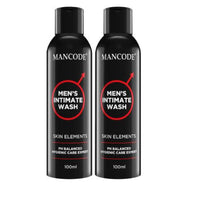 Mancode Intimate Wash For Men - Pack of 2 x 100ml with Tea Tree Essential Oil Ayurvedic & Natural Personal Intimate Hygiene Prevents Itching Irritation & Dryness Caused By Sweating Ball Wash for Men.