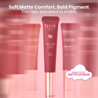 Typsy Beauty Pout Cloud Matte Lip Balm | Blurring Finish, Tinted Lip Balm with Peptides, Ceramides & Vitamin C & E | Rich colour payoff with long-lasting stain I Terracotta -Milk and Cookies 01 | 8g