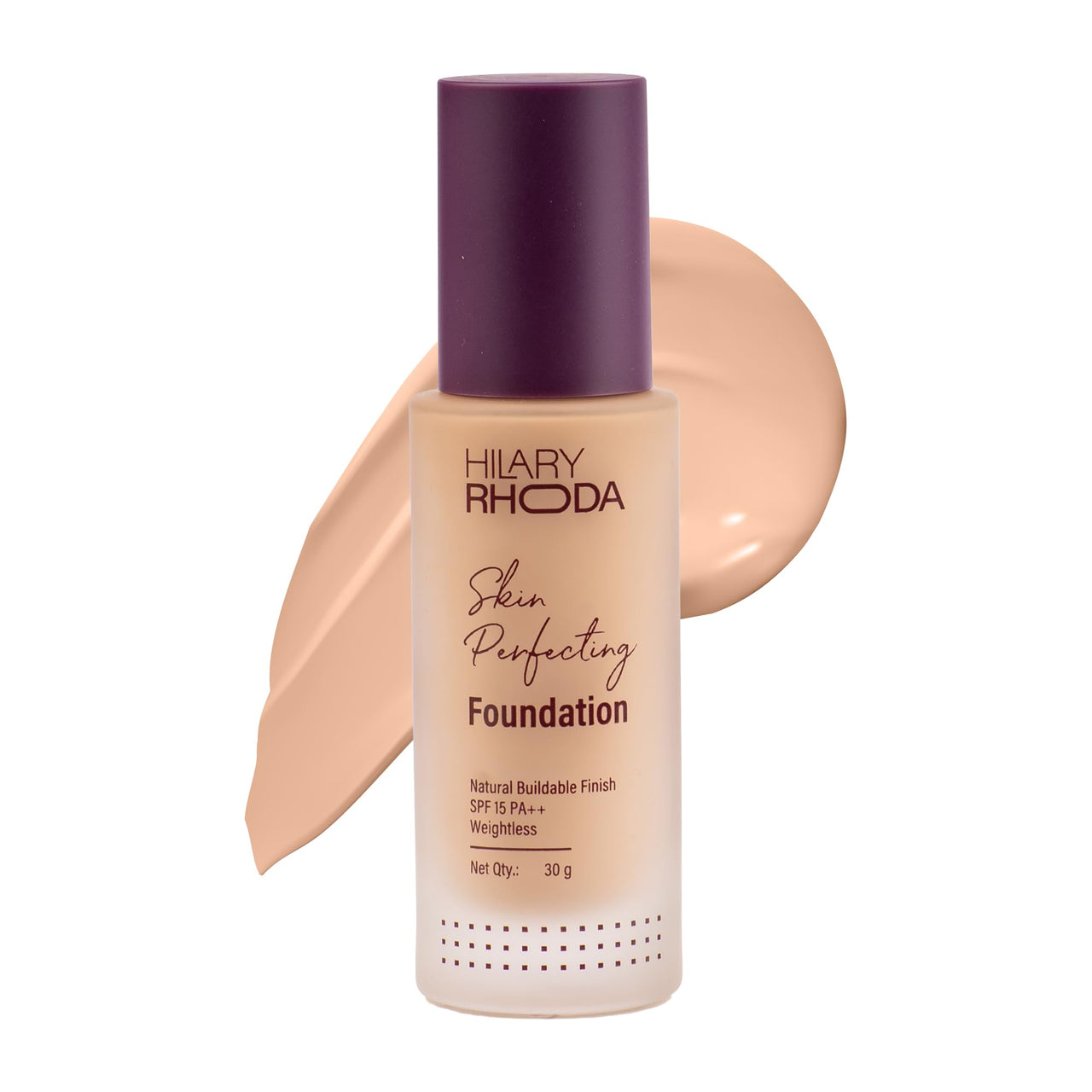 Hilary Rhoda Skin Perfecting Foundation | With SPF 15 | Super Matte Finish | Full Coverage | Oil-Control & Paraben-Free | 6 Shades | Conceals Fine Lines & Blemishes | 30g (Vanilla| Shade 02)