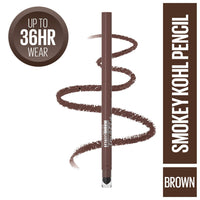 Maybelline New York Tattoo Studio Smokey Eye Kohl Gel Pencil Eyeliner,Smokey Brown Eyeliner, Smudge-Proof And Waterproof, Long-Lasting, Colossal Bold Liner, Black, 3G,Matte Finish