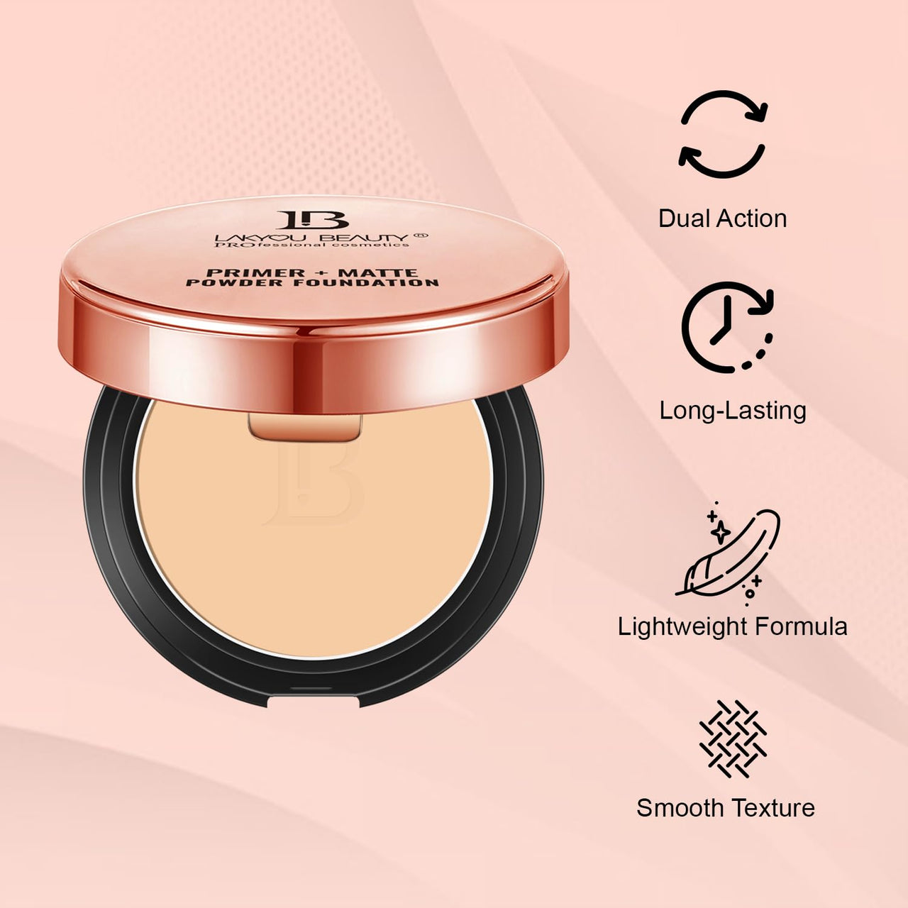 Lakyou Beauty 2in1 Primer + Matte Powder | Same Shade With Matte And Shimmery Effect | Long Lasting And Waterproof Formula | shade-03(Natural Beige) | 30g