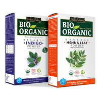 INDUS VALLEY Organic Indigo Powder and Red Henna Leaf Powder, Natural Hair Coloring, Protects Hair from Damage (100 * 2, Pack of 2)