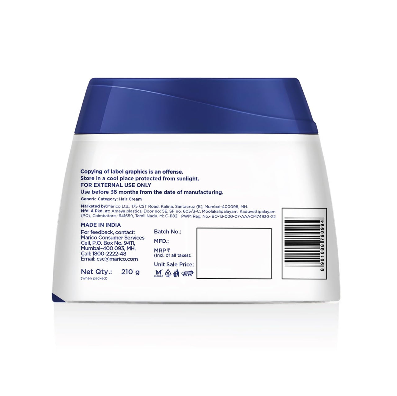 Parachute Advansed Coconut & Rosemary Hair Cream 210ml | Anti – HairFall | 10X Hair Breakage Reduction | 2X Smoother, Softer Hair | Leave-in Hair Cream | Pre Wash Hair Cream | For Men & Women