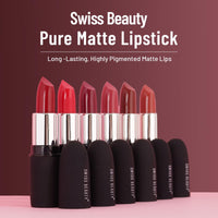 Swiss Beauty Pure Matte Creamy Lipstick | Non-drying, Highly pigmented Lipstick | Shade- Lush Pink, 3.8gm|
