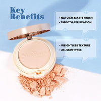 Shryoan 2 IN 1 Oil Control Compact Powder Full Coverage White Tone with Mirror Fair Skin Matte Finish Double Beige Shades with Oval Makeup Brush (SH05)