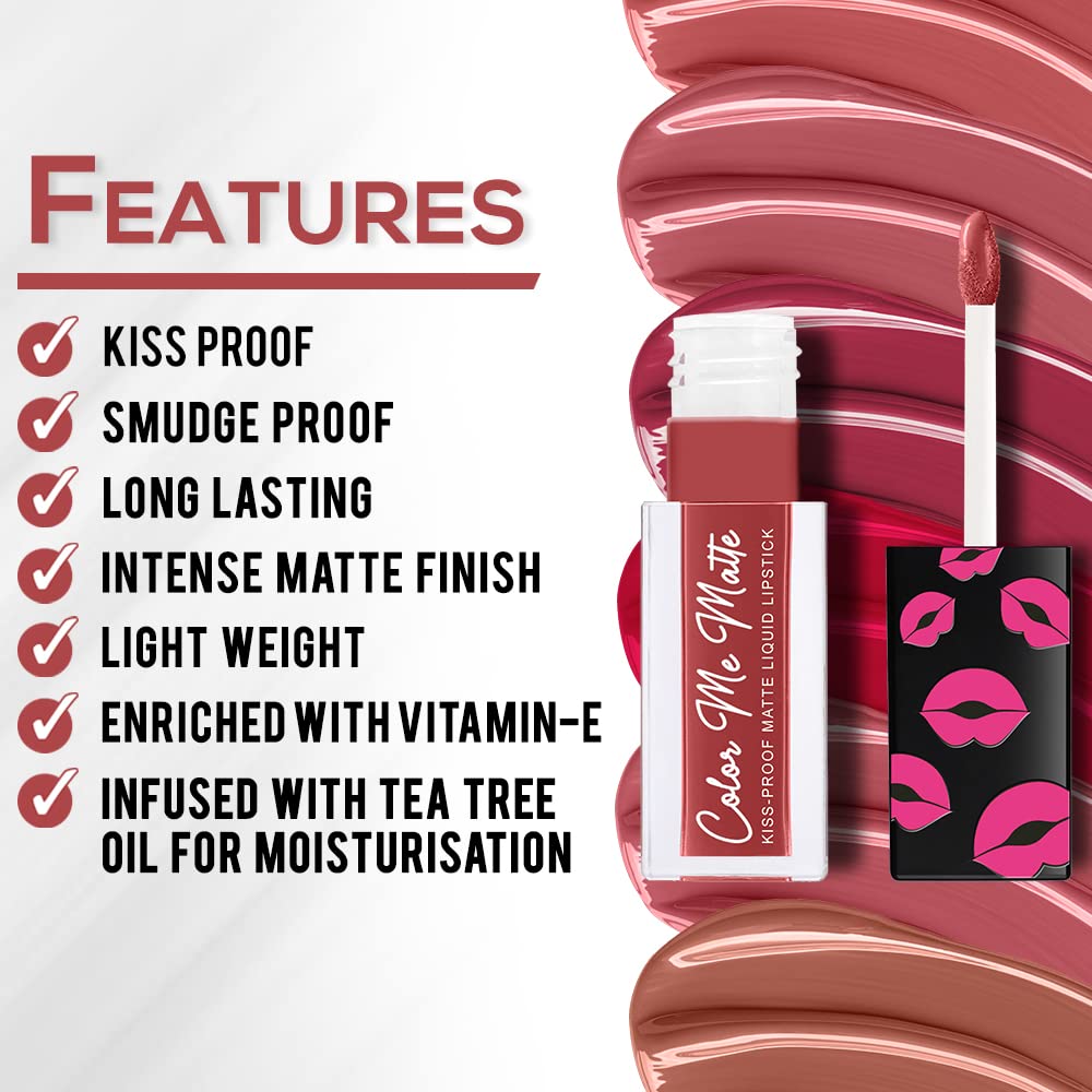 Jaquline USA Color Me Matte Long Lasting liquid Lipstick enriched with vitamin E & tea tree oil (Espresso Brown-4.5 ml)