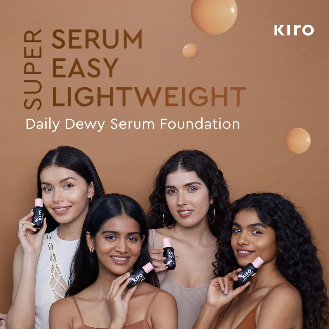 Kiro Daily Dewy Serum Liquid Foundation - Peachy Ivory, 30ml | Infused With Hyaluronic Acid, Niacinamide, and Vitamin C | Ultra Lightweight, Waterproof, and Hydrating | For All Skin Types