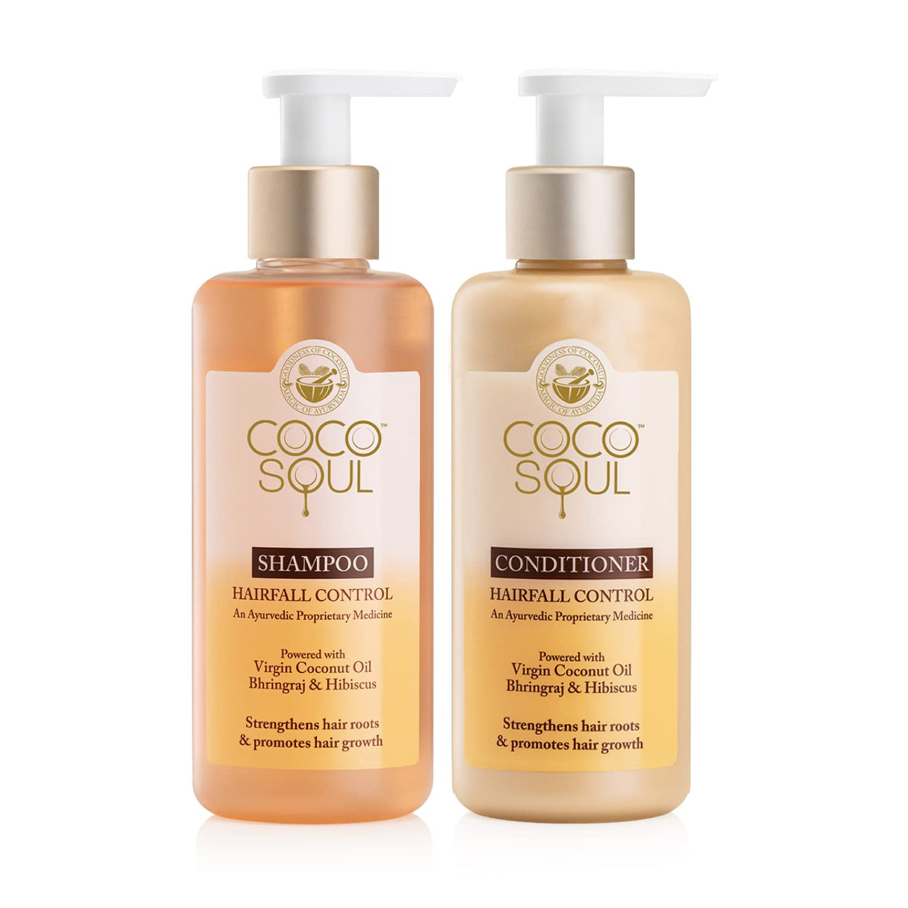 Coco Soul Hair Care Combo Hairfall Control Shampoo + Conditioner with Ayurvedic Medicine | 100% Cold Pressed Virgin Coconut Oil | Neem & Methi | Sulphate & Paraben Free | From the Makers of Parachute Advansed | 400ml